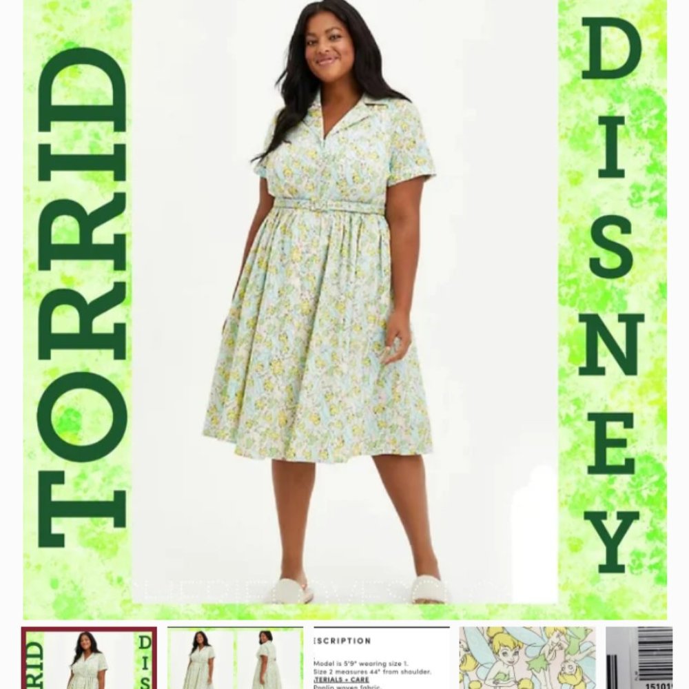 Torrid NWOT Disney Tinkerbell Dress